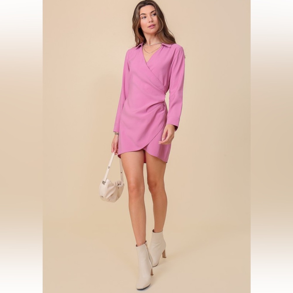 New NWT Elegant Pink Wrap Dress Size Large